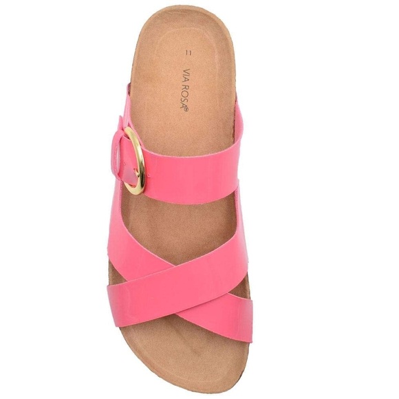 Vía Rosa Footbed Sandal Slip On Cross Straps New - Picture 4 of 16